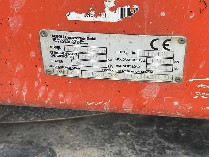 Used KUBOTA KX080-4A 2017