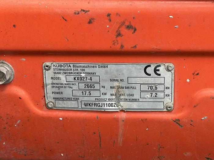 Used Kubota KX027-4 2017
