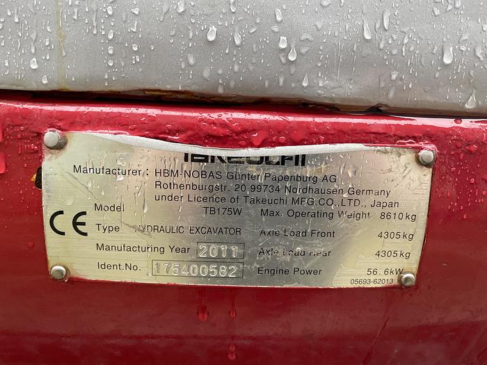 Used Takeuchi TB175W 2011