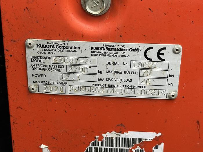 Used Kubota KX037-4 2020