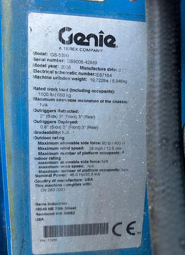 Used 2007 Genie GS 5390 RT