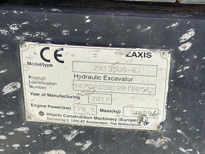 Used Hitachi ZX135US-6 2017 
