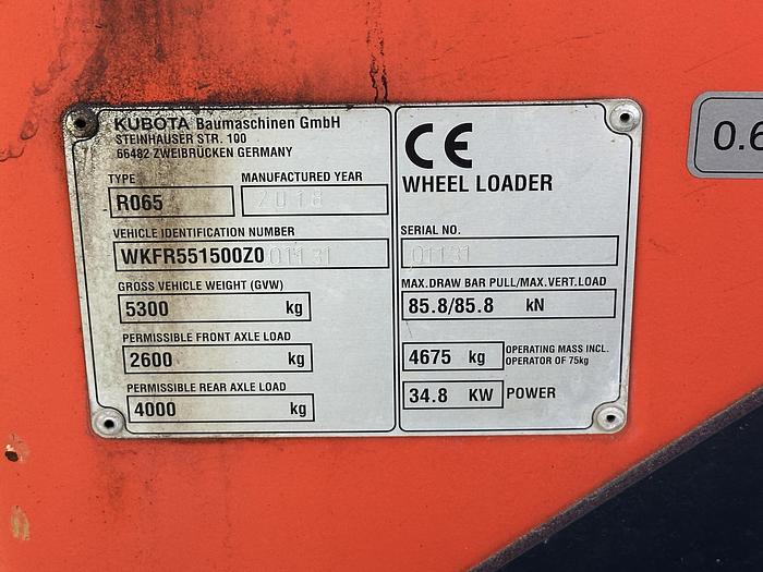 Used Kubota R065 2018