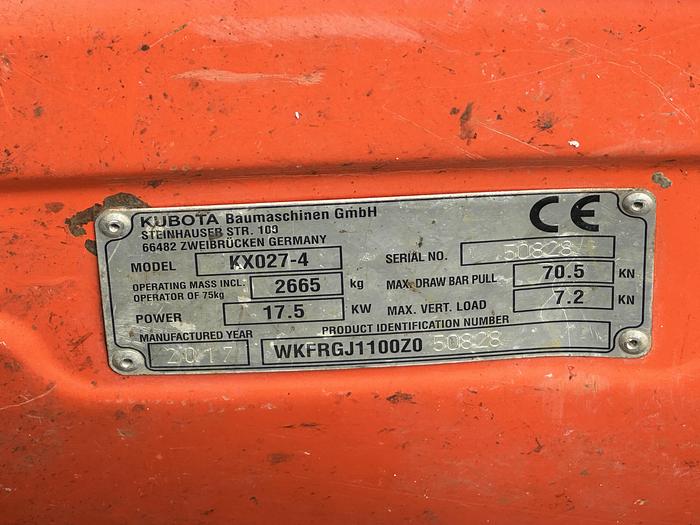 Used Kubota KX027-4 2017