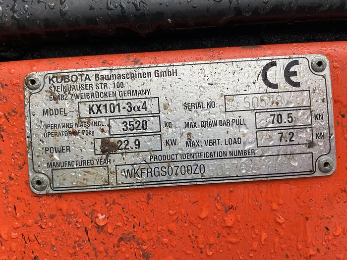 Used 2017 Kubota KX 101-3 A 4