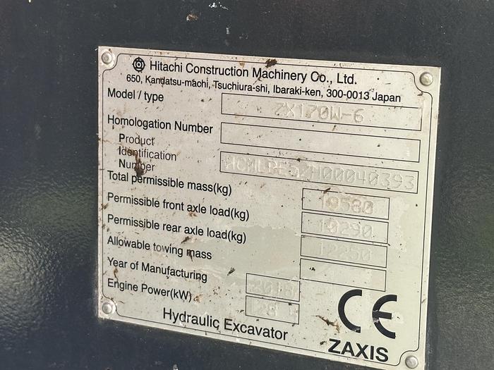 Used Hitachi ZX170W-6 2018