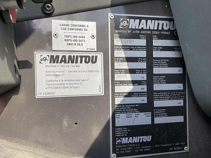 Used 2015 Manitou MRT 2150