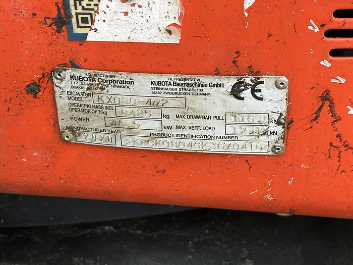Used Kubota KX080-4a2 2020