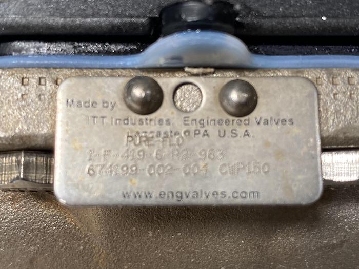Used ITT Pure-Flo  316L Stainless Steel CWP150 Diaphragm Valve w/ 1" Sanitary Fittings