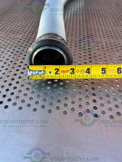 Used Stainless Steel   Flexible Vacuum 30" Hose w/ 3" Vacuum Fitting to 2" Threaded