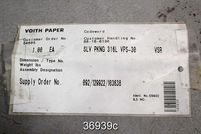 Unused Voith VPS30 Pressure Screen Packing Sleeve, 092 129922 103638 #36939