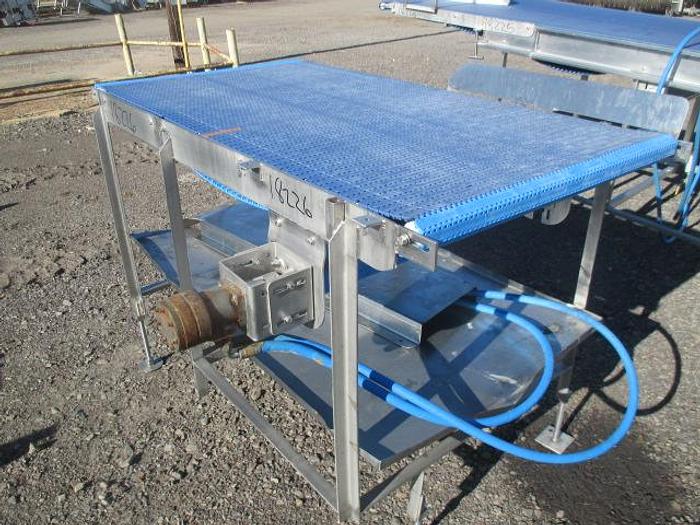 Used Custom Blue Flat Belt Conveyor; 34"Wx64"L