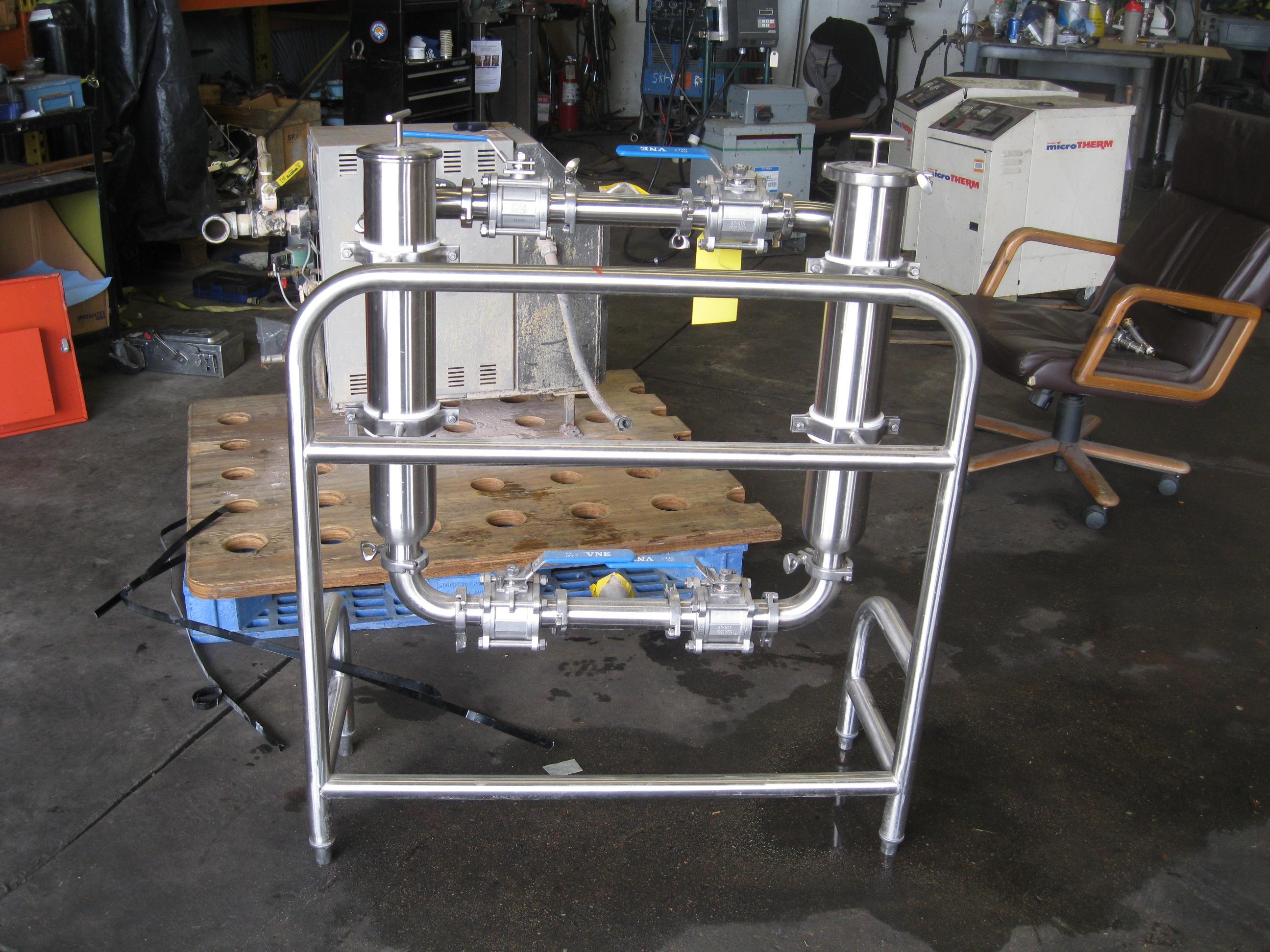Used SANI-MATIC DUAL FILTER HOUSING (FOR CONTINUOUS FLOW ON STAND)