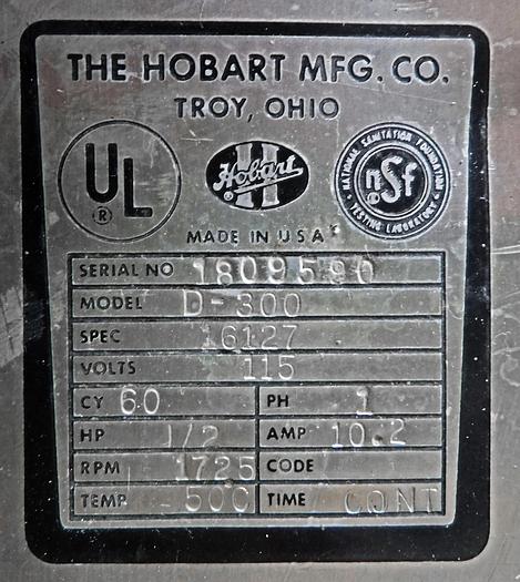 Used USED HOBART® 30-QUART MIXER, MODEL D-300