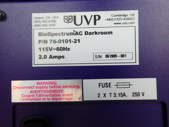 Used UVP 76-0101-21 BioSpectrum AC Darkroom 310 Imaging System