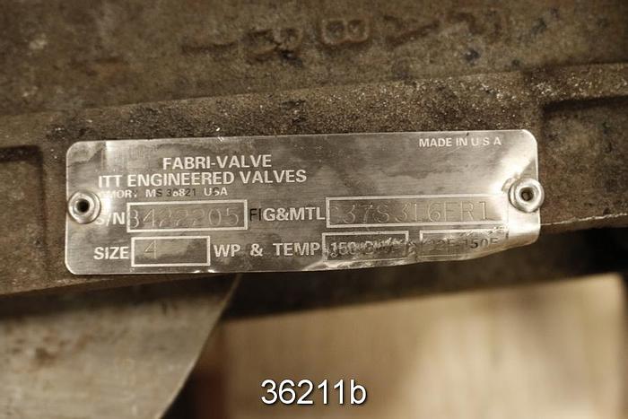 Used Fabri 4" Hand Operated Knife Gate Valve #36211