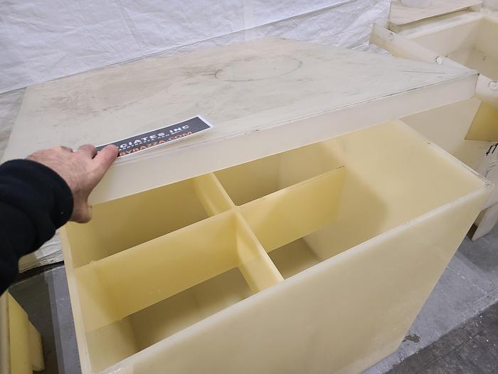 Used Polypro Tank Counter Flow Rinse side and bottom support 36" x 36" x 36" Removable Partition