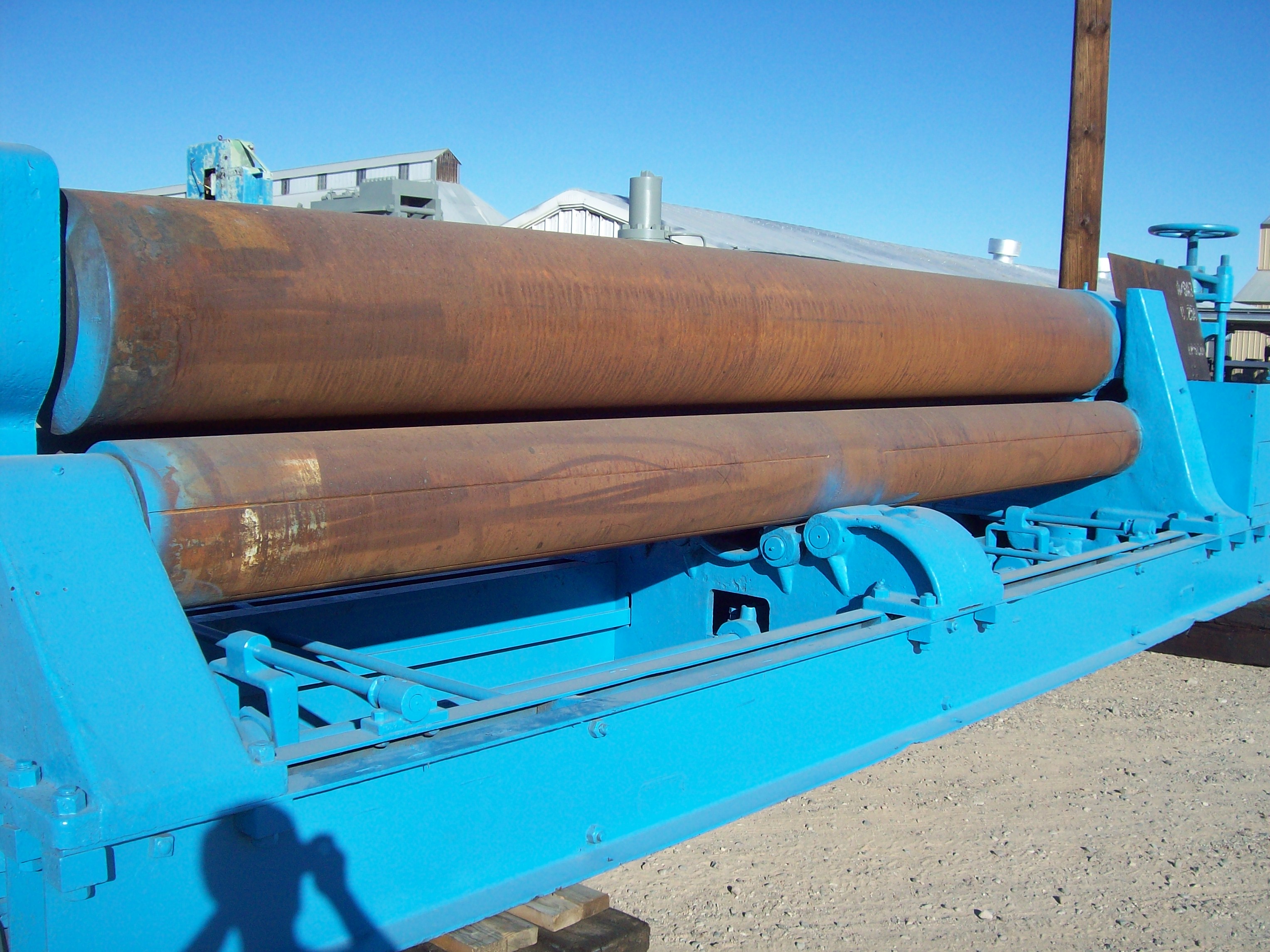 Used 16' x 1" HILLES & JONES Plate Bending Roll; Pyramid Type; Vari-Speed; Hyd. Drop End; 60 HP Main Drive; New Controls; Recond.