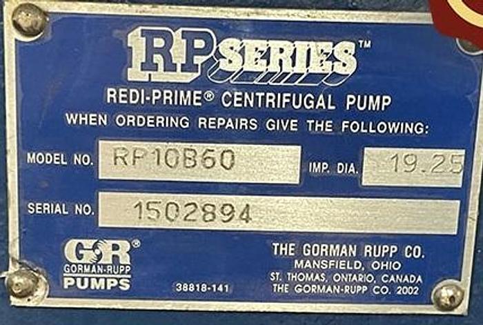 Gorman-Rupp Pumps RP Series RP10B60 Centrifugal Pump