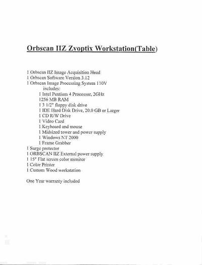 Refurbished Bausch and Lomb Orbscan IIz Topographer