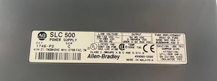 Used Allen-Bradley 1746-P2 Ser C, 1746-A13 Ser B 