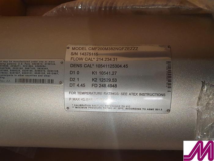 2013 Micromotion CMF200 Mass Flow Sensor M382NQFZEZZZ Ex Rated