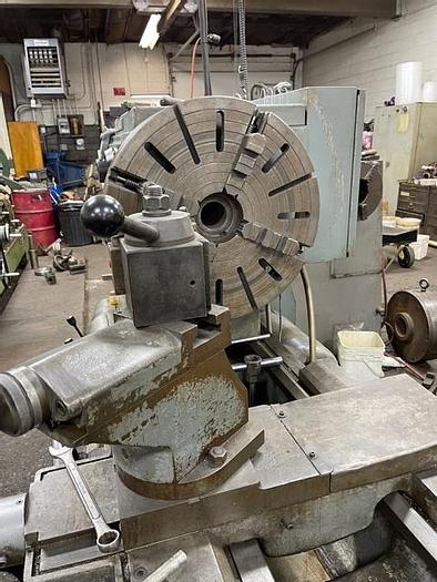 Used 1974 Cincinnati Engine Lathe, Model LR, 36" Swing, 27" Swing over Cross Slide, 216" Between Centers, 640 RPM, (2) Steady Rests, Threading, 24" 4 Jaw Chuck.