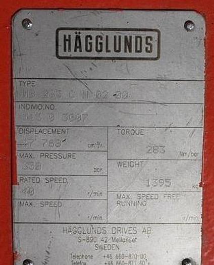 Used 109387 USED HAGGLUNDS MB 283 GEAR AND HYDRAULIC UNIT