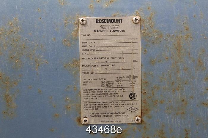 Used Rosemount 16" 8707 TSA160C1W0N0D2Q4 Magnetic Flow Tube #43468