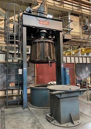 Used 200 TON DAKE "H"-FRAME TRAVELING-HEAD HYDRAULIC STRAIGHTENING PRESS