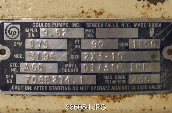 Used Goulds 3196 2x3x10 Pump #33605