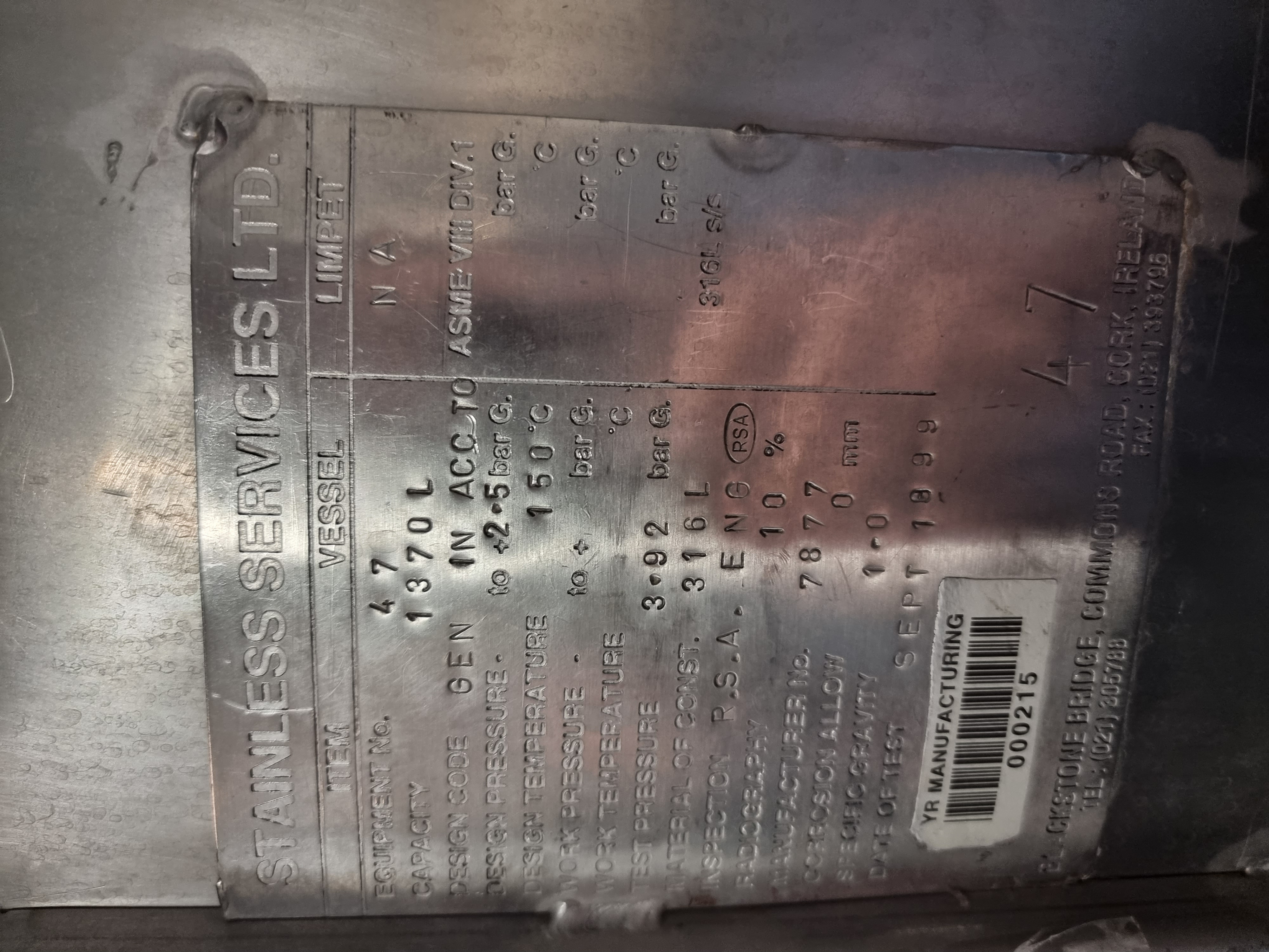 Used 1370Litre / 361 Gallon Stainless Steel Tanks 316L (40+ tanks)