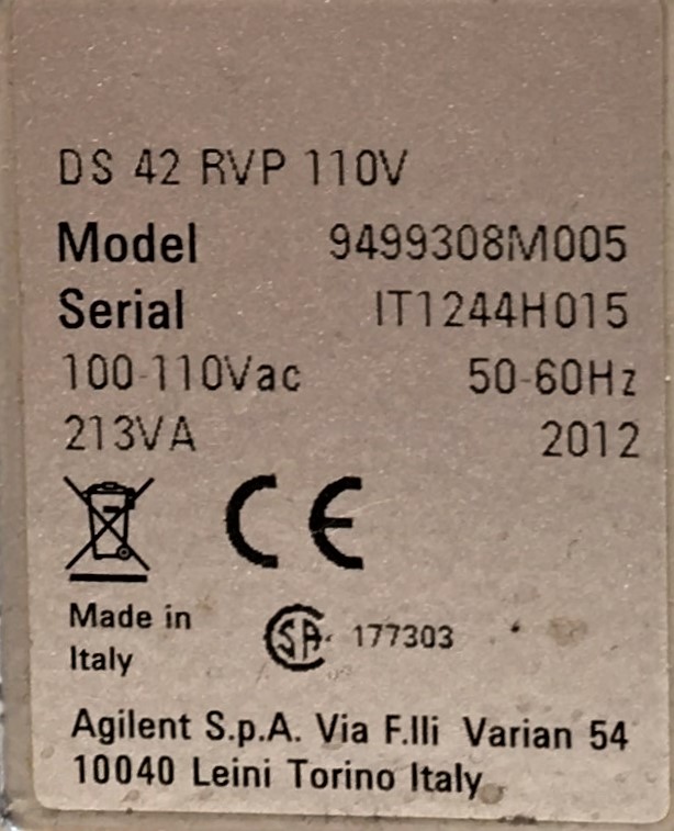 Used Agilent DS 42 Rotary Vacuum Pump with Oil Exhaust Filter (1.2cfm)