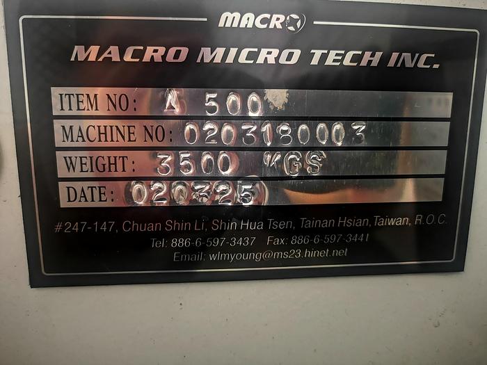 2003 Macro Micro Tech Compac 500 Vertical Machining Center