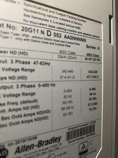 Used ALLEN BRADLEY OVERHEAD CRANE DRIVE SYSTEM MFG. 2016
