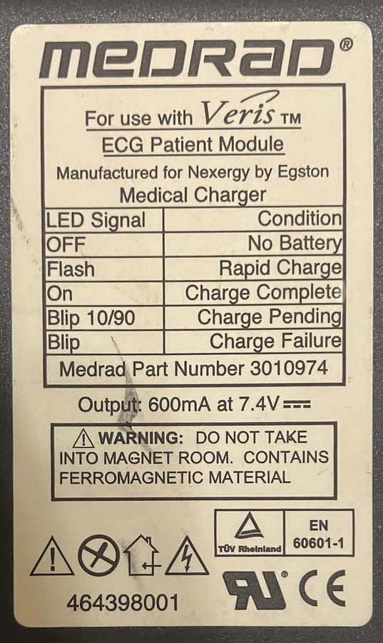 Used Bayer Medrad Veris 8600 ECG Module Battery Charger 3010974