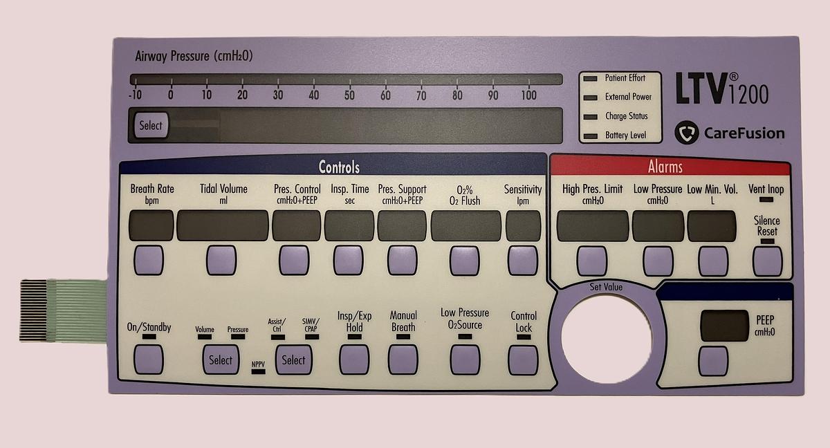 Zoll Vyaire LTV-1200 Keypad Assy 17513-006 and 19812-001