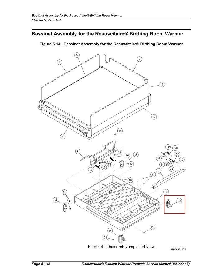 Used Draeger Resuscitaire Left Front Corner Bracket