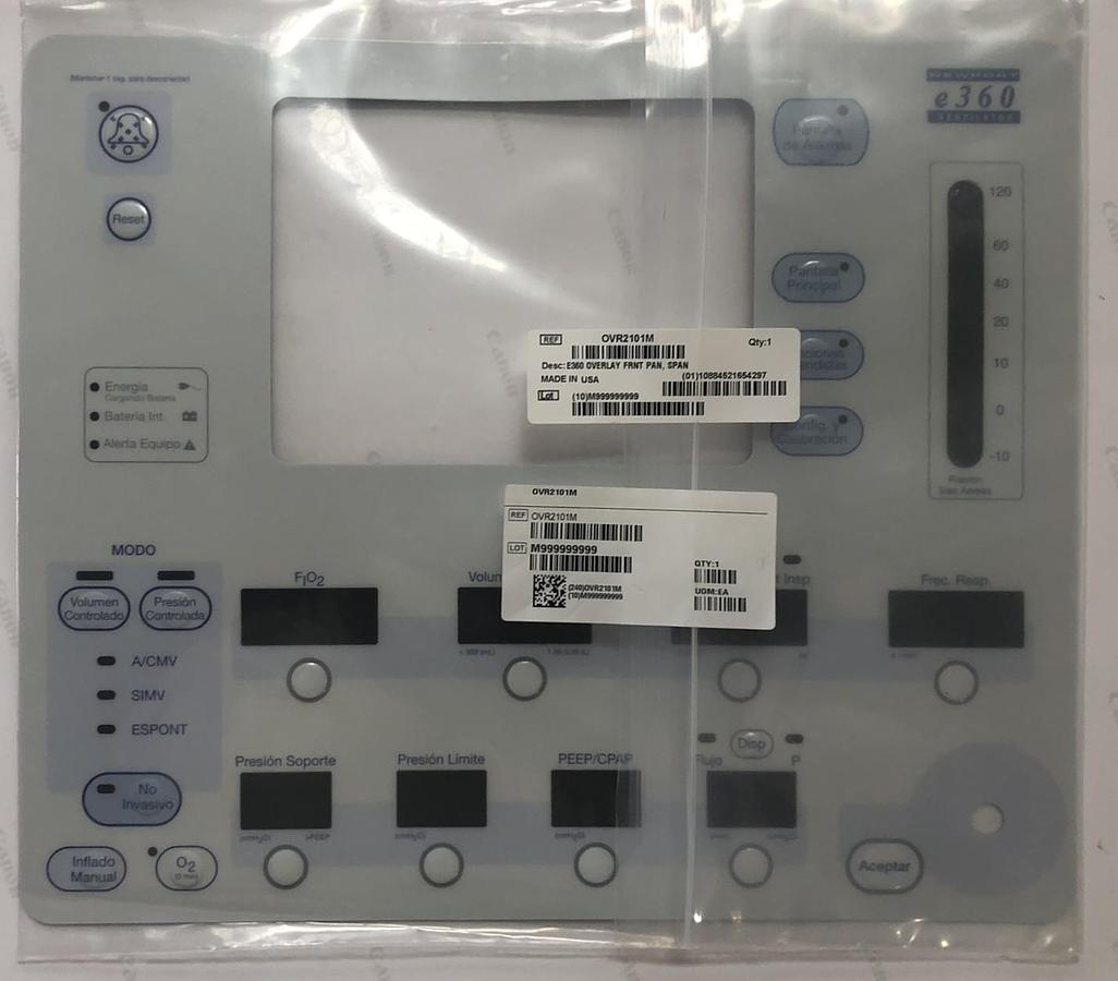 Medtronic Newport e360 Front Panel Overlay Spanish OVR2101M