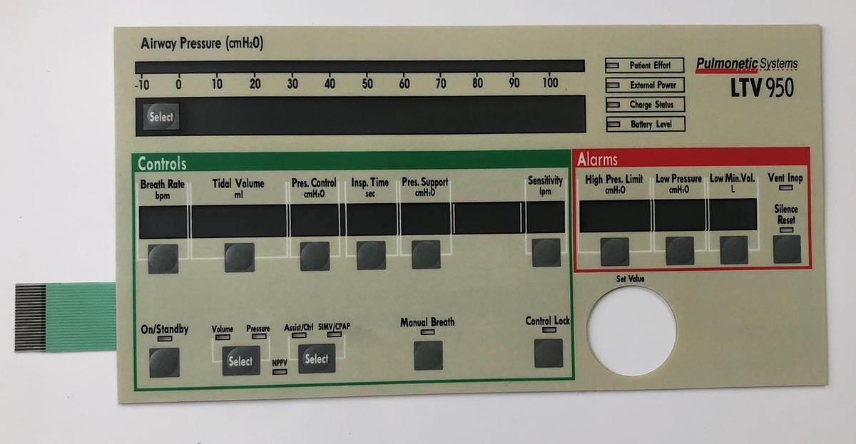 Used Zoll LTV 950 Keypad Overlay  10953-2