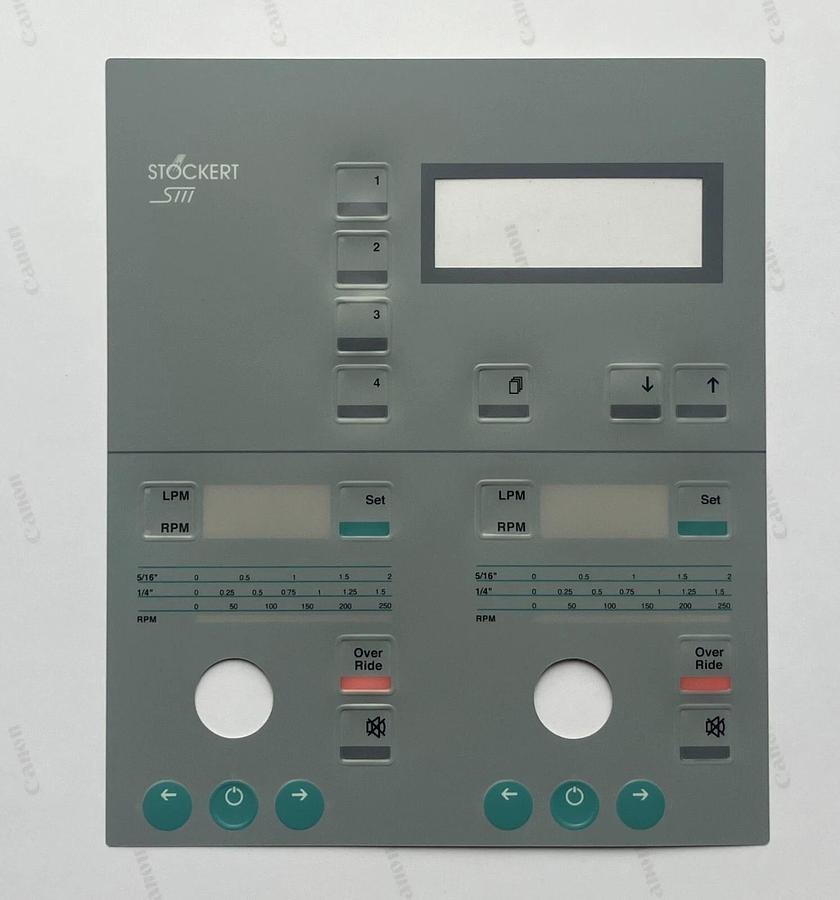 LivaNova Stockert S3 Double Pump Head Keypad Overlay