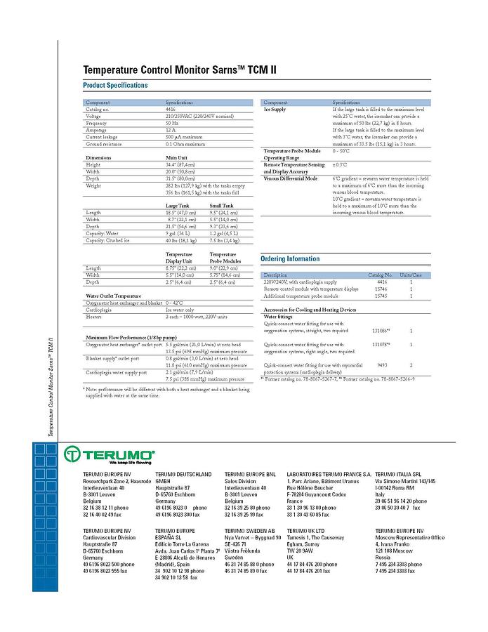 Refurbished Terumo Sarns TCM II Heater/cooler