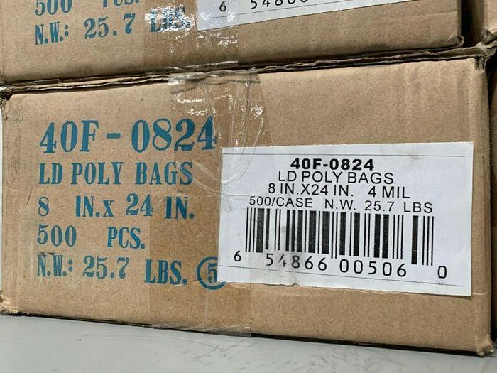 Used Lot of 500- Elkay Plastics 40F-0824 LD Poly Bags