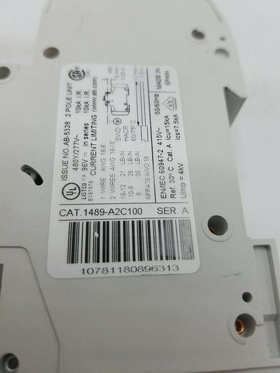 Used ALLEN BRADLEY 1489-A2C100 CIRCUIT BREAKER SER. A