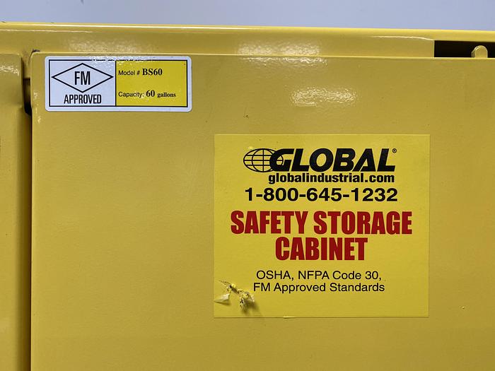 Used JustRite BS60 60 Gallon Flammable Cabinet 65"x 34"x 34" Manual Close