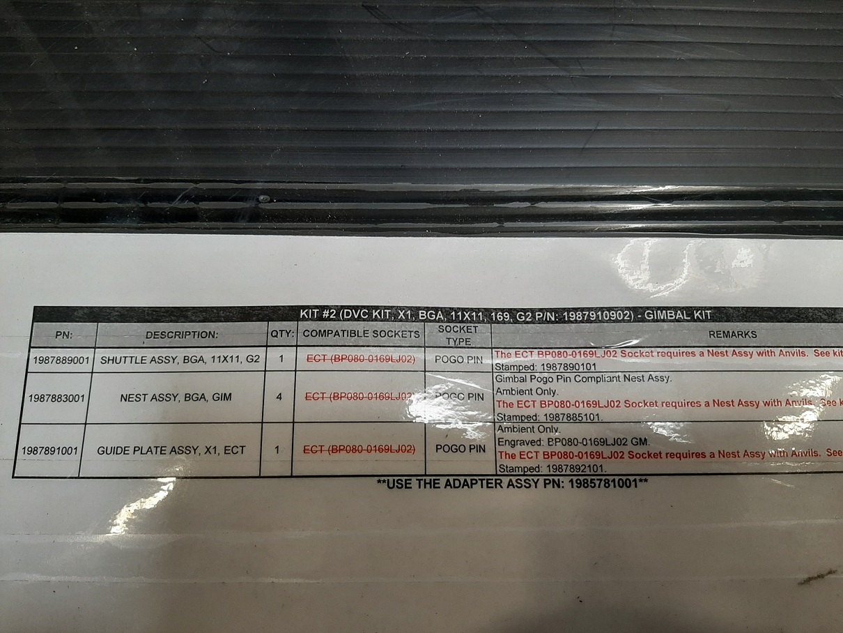 Used DELTA DESIGN EDGE DE8000 BGA 11x11 Change Kit