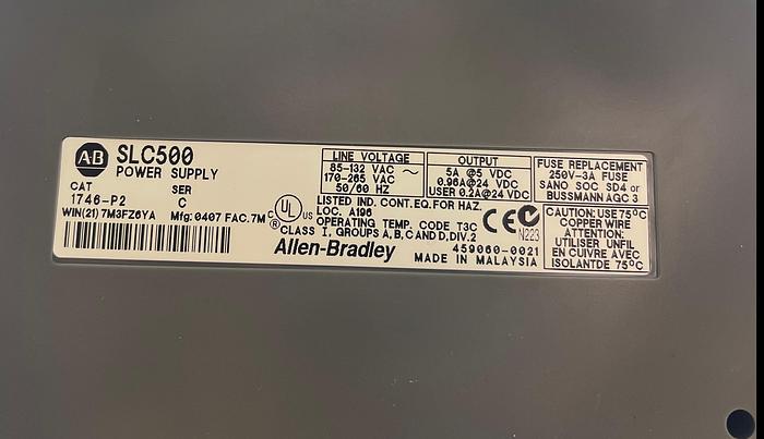Used Allen-Bradley 1746-P2 Ser C, 1746-A13