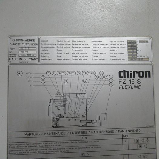 Used CHIRON FZ15S VERTICAL MACHINING CENTER