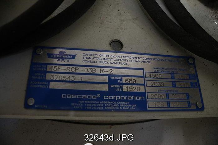 Used Cascade 45F-RCP-03B-R-2 Roll Clamp #32643