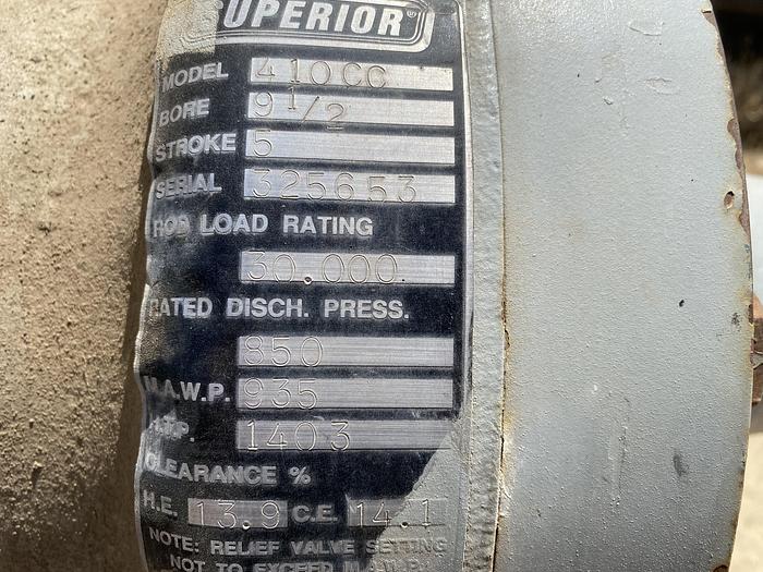 Used Superior 9.5” 410CC 935 # Cylinder S/N: 325653